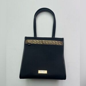 VERSACE Parfums Black Canvas Tote Bag Purse